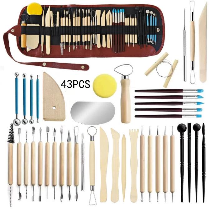 Ensemble d'outils de modelage en argile de poterie en cinq pièces pour sculpture DIY