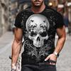 Men's Casual T-Shirt, Gothic Skull Heart Hands Graphic Black Short Sleeve Crew Neck Tee Cool Streetwear Halloween Fashion Top