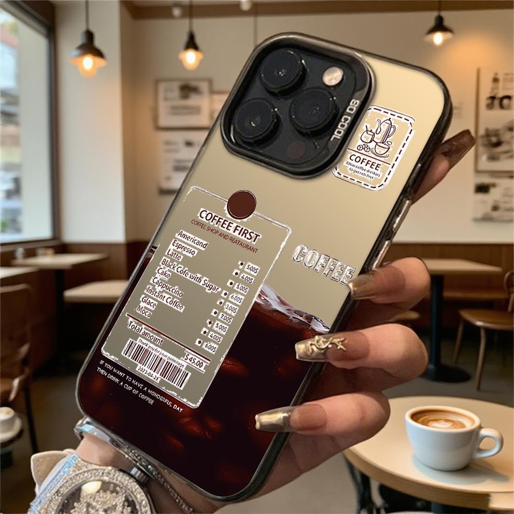 Coffee First Menu Hard Phone Case for Iphone 16 15 14 13 12 11 Pro Max Mini Shockproof Anti-Scratch Protective Cover