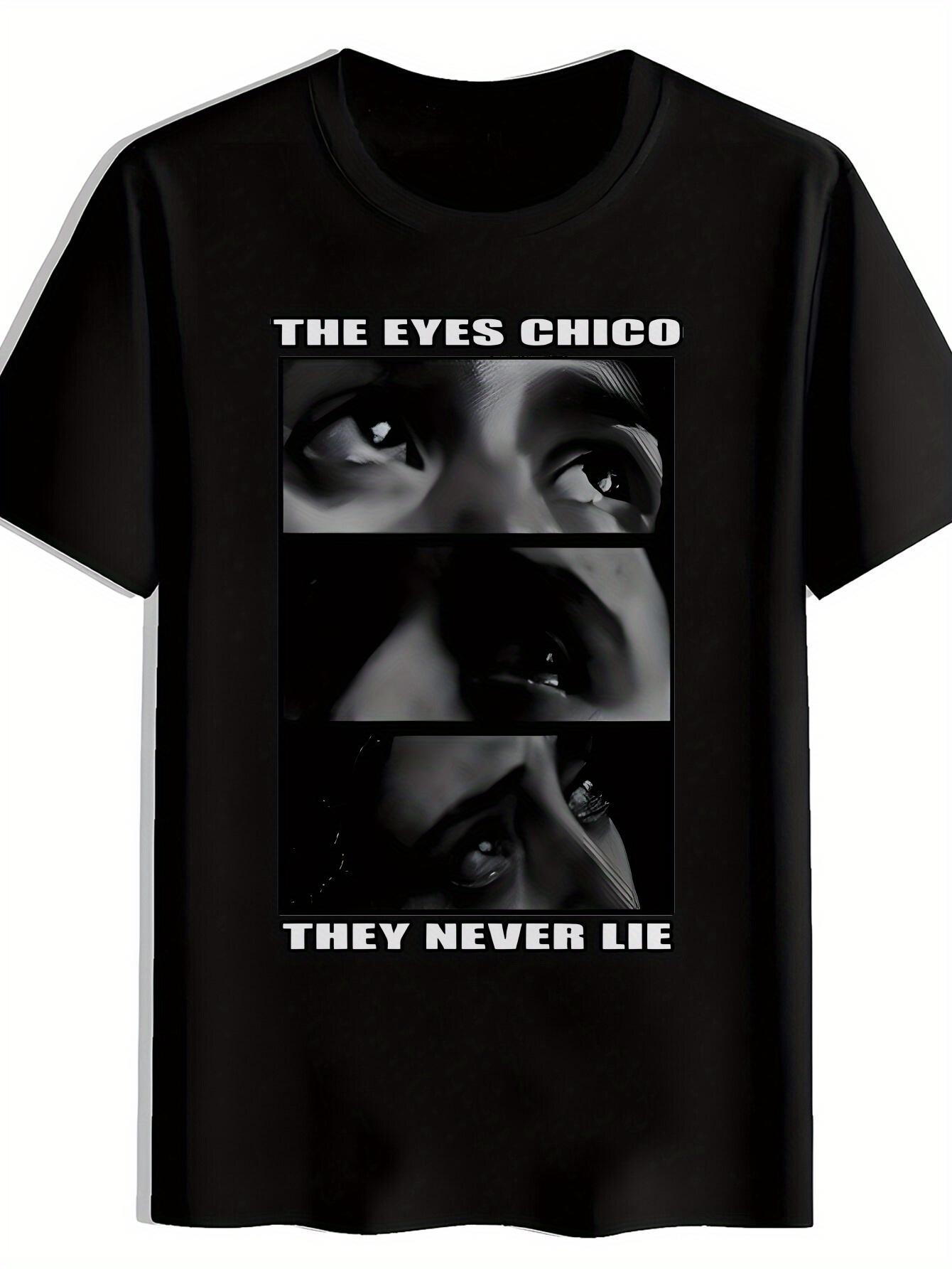 T-shirt Black with The Eyes Chico They Never Lie Graphic - Casual Crew Neck M