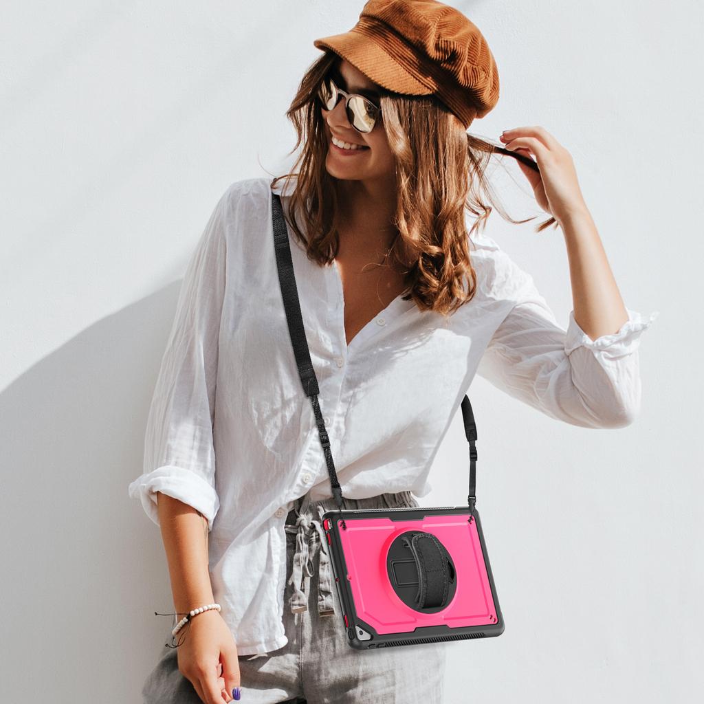 Tablet Case For iPad 10.2 (2021)/(2020)/(2019)/Air 10.5 inch (2019)/Pro 10.5-inch (2017) PC + TPE Cover with Shoulder Strap