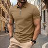 Herren Sommer Kurzarm Poloshirt mit Reißverschluss vorne Lässig Umlegekragen Leicht Atmungsaktives Oberteil