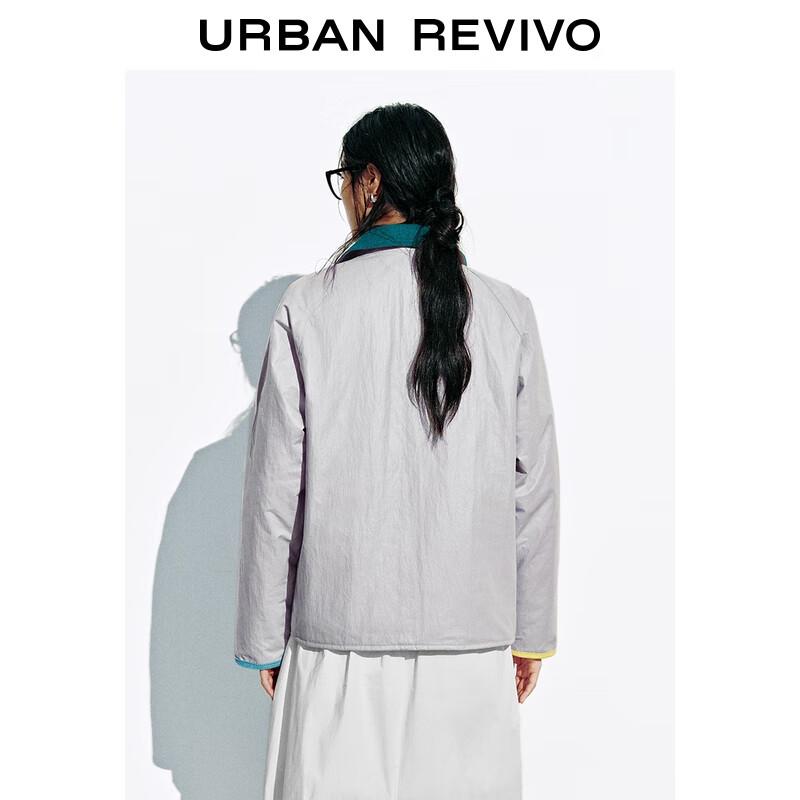 UR 2025 Autumn Women's Color-Block Letter Embroidery Padded Jacket