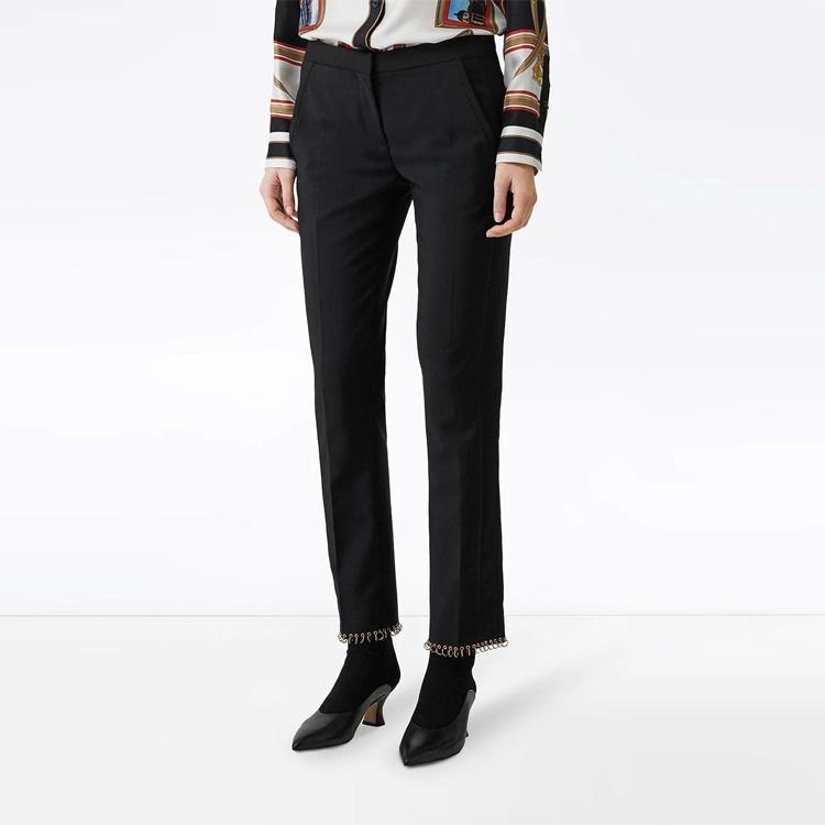Burberry Casual Pants Women's Black Moderate Straight Fit Pants 80171481