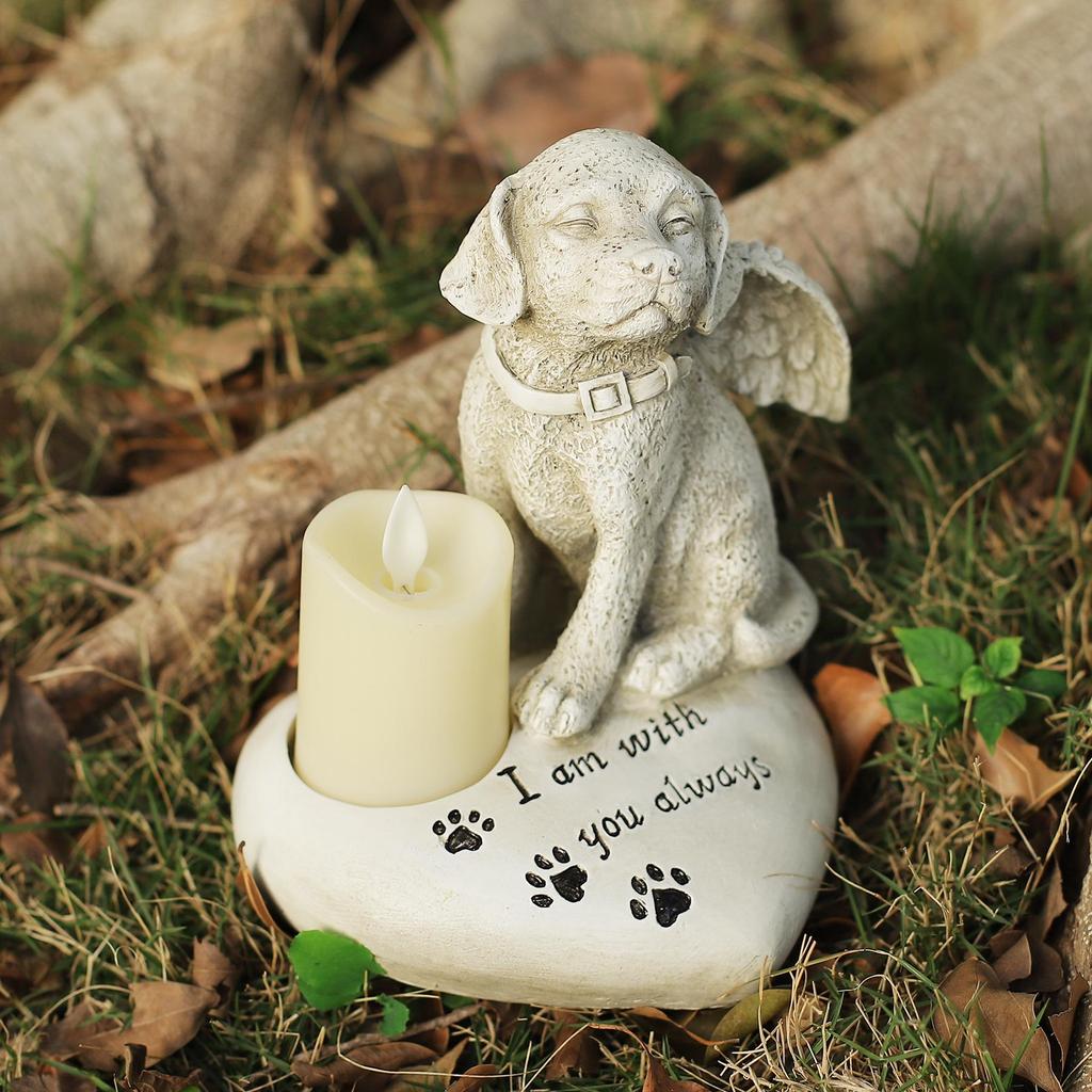Pet Angel Dog Gravestone: Resin Garden Statue Ornament