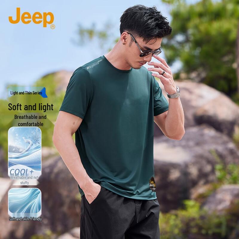 JEEP Men s Ice Silk Round Neck T-Shirt EU 39
