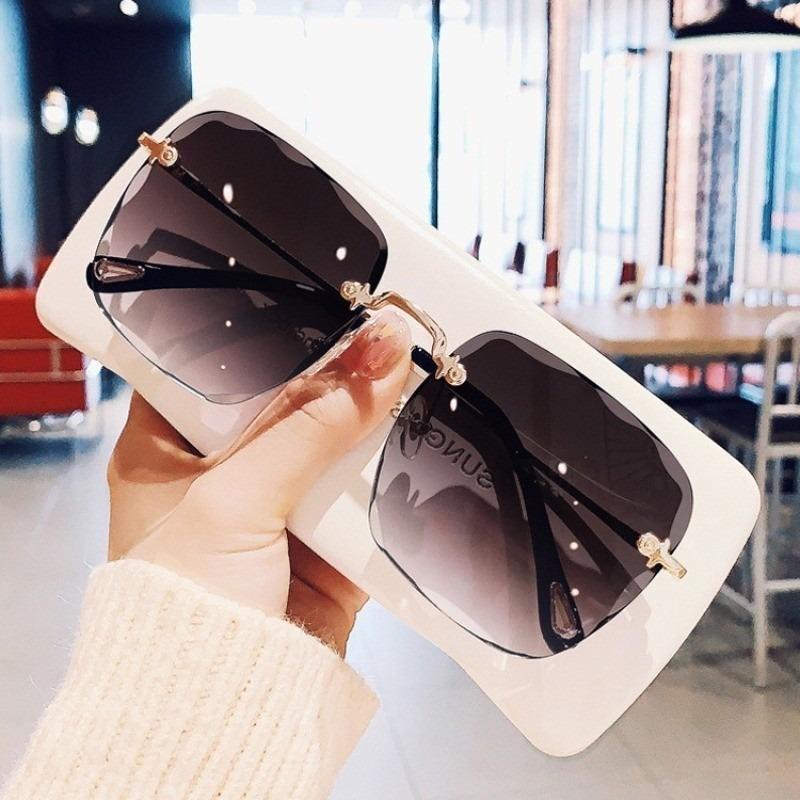 Women Rimless Sunglasses Ocean Lens Irregular Frame UV Protection