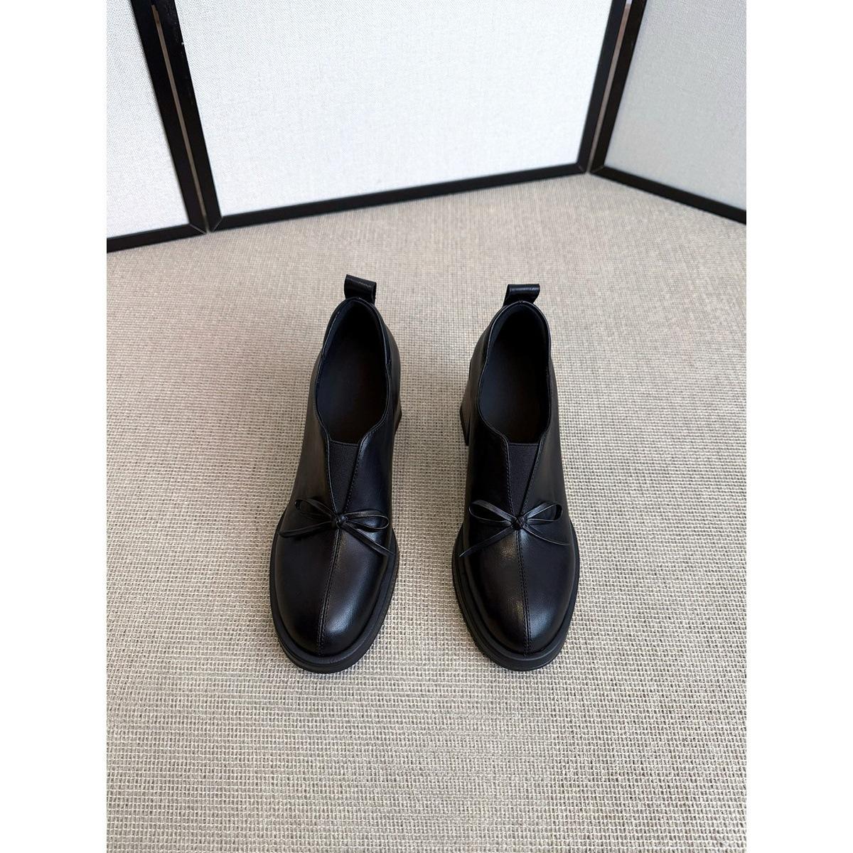 Первая встреча сезон круглый носок бант туфли на каблуке одна нога толстый высокий каблук 40 чёрный