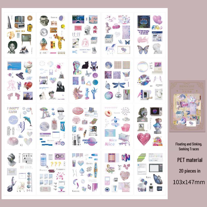 

Zaomao PET Sticker Book: Old Days Secret Words Series - Retro Journal Decorative Stickers for DIY