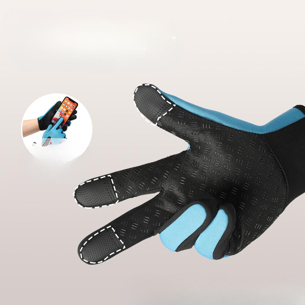 Outdoor Cycling Warm Gloves for Autumn and Winter Men and Women's Sports Fitness Gloves Plus Velvet Cold Proof Waterproof Touch Screen Gloves