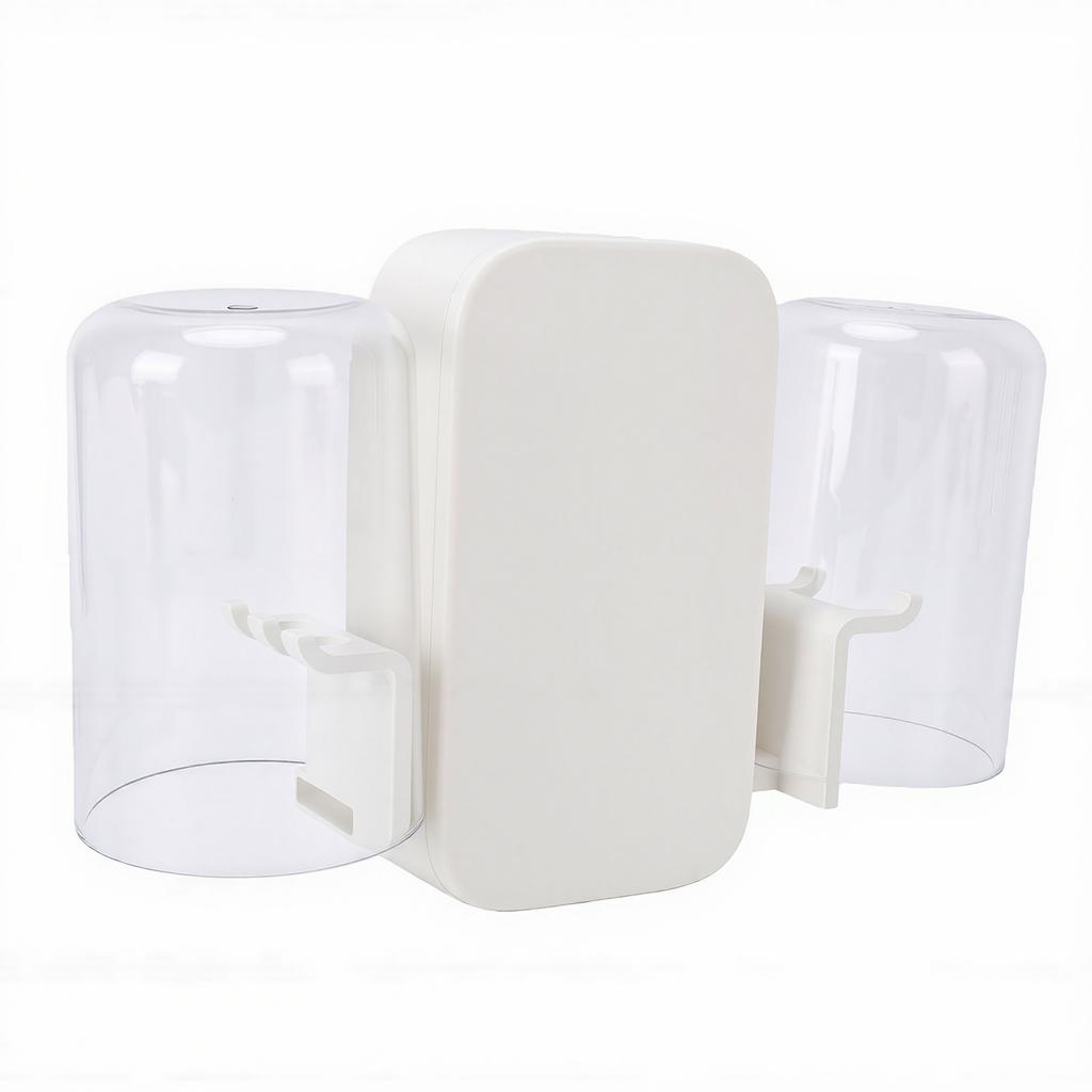 Toothbrush Cleaner Rechargeable Wall Mounted Tooth Brush Holder with 2 Slots and Timer Function for Bathroom