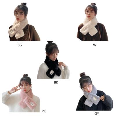 Thick Plush Scarf for Women Kids Winter Cross Closure Scarf Female Camping Shopping Scarf Teens Decorative Scarves