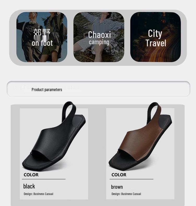 Men's Plus Size Flat Casual Sandals: Square Toe, Square Heel, Outdoor Roman Flip-Flops for Beach