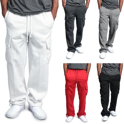 Lente en Herfst Heren Multi-pocket Overalls Heren Joggingbroek Casual Effen Kleur Elastische Taille Broek Sportbroek Losse Rechte Overalls