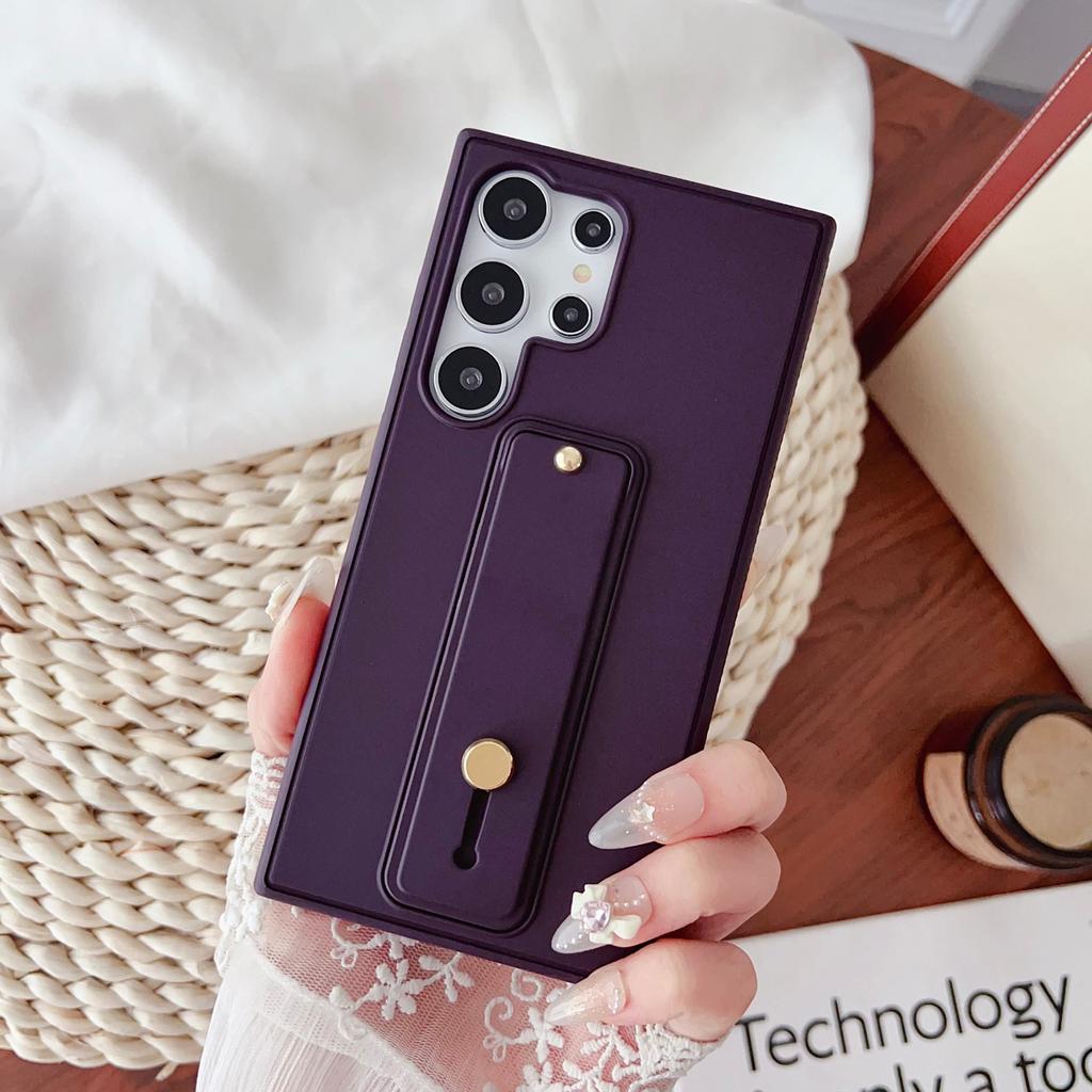 Suitable for Samsung S25ultra Mobile Phone Case S24 Bracket Mobile Phone Case S23 Wristband S22 Simple Silicone Men and Women