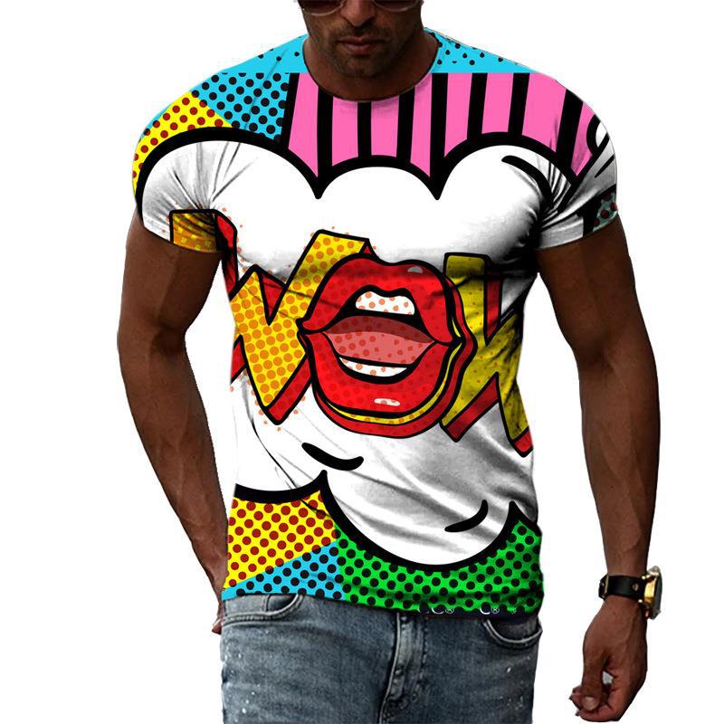 Retro 80er 90er Stil 3D Druck T-Shirts Herren Freizeit Kurzarm T-Shirt Oversized Hip Hop Street Tees Harajuku Oberteile Herren Kleidung
