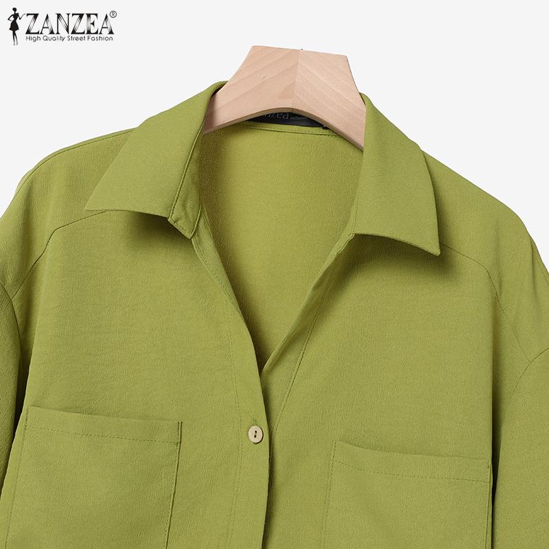 ZANZEA Women Short Sleeve Blouse and Shorts Summer Two Piece Suit Sets