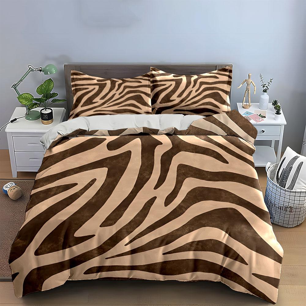 Zebra Print Three-Piece Set Bedding Duvet Cover Set Duvet Cover Pillowcases (1*Duvet Cover 2*Pillowcases, Without Duvet Insert)