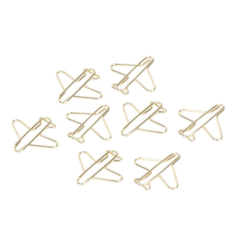 100PCS Funny Aircraft Shaped Paper Clips Gold Mini Size Jumbo Paper Clips Anti Rust Decorative Gold Paper Clips Stationery