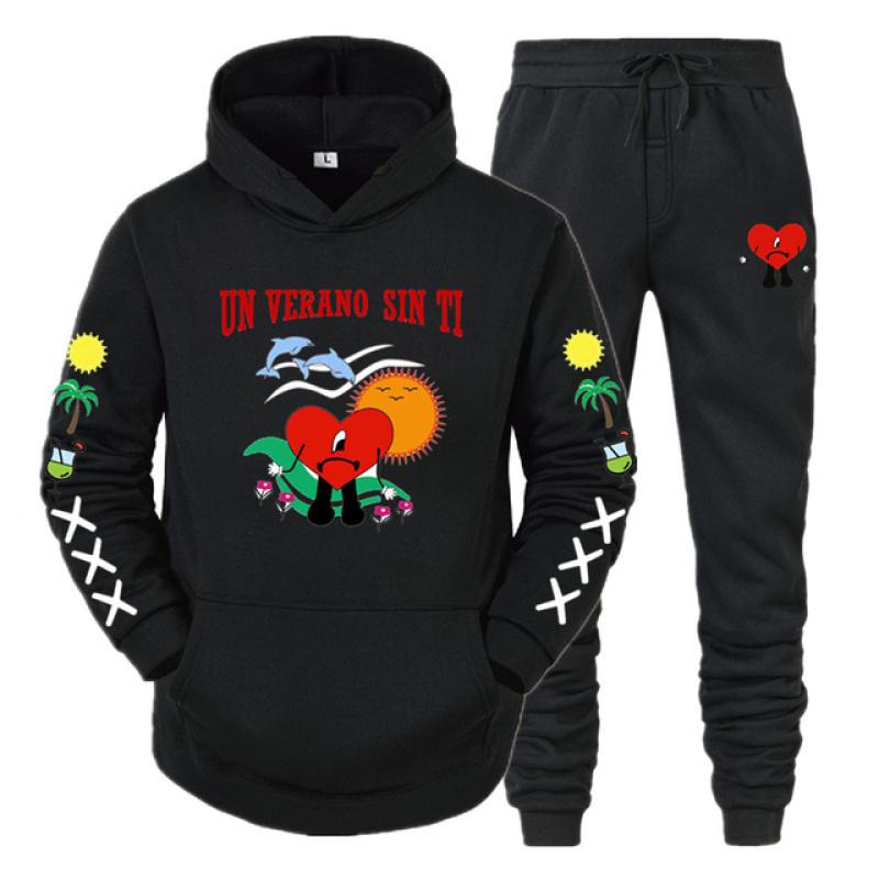 Hoodie Set Bad Bunny UN VERANO SIN TI Print Sweatshirt Men Women Unisex Oversized Fashion Casual Long Sleeve Pants Suit Clothes