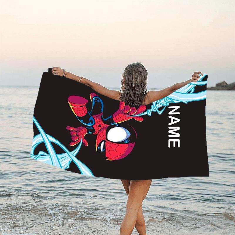 1pc Spider Man3 Beach Towel with Custom Name, Beach/Swimming/Bath/Picnic/Camping Towel, Suitable for Seaside Beaches