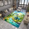 Cartoon Dinosaur Carpet Mat T-Rex Triceratops Prehistoric Landscape Kids Room Educational Colorful Playful Home Decoration Rug