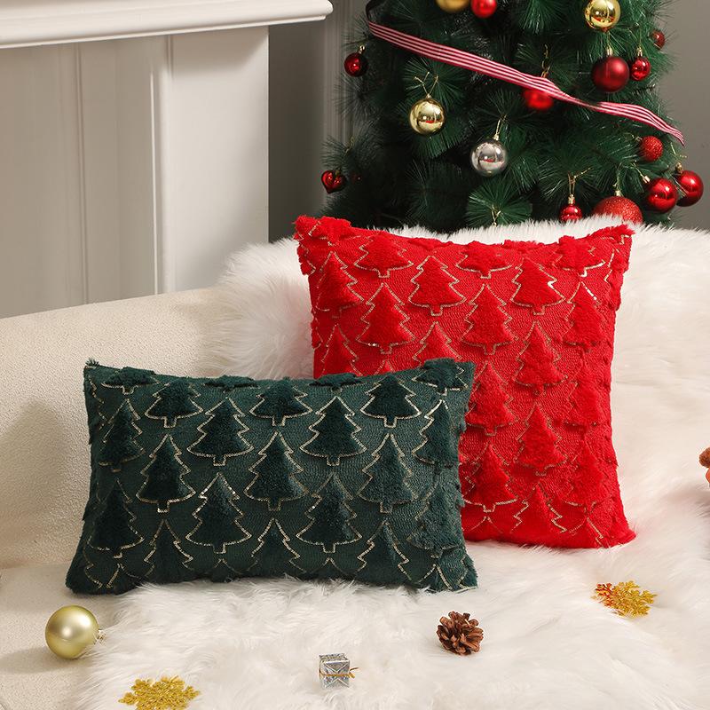 Ins Style Pillow New Holiday Decoration Pillow Bedroom Bedside Cushion Christmas Tree Romantic Plush Pillow Cover