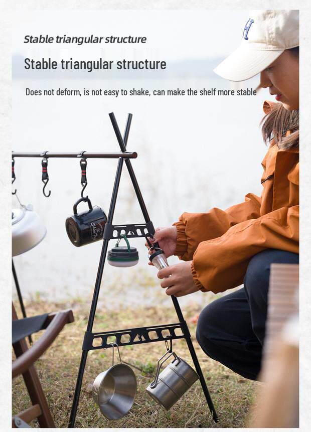 Mountain Fun Outdoor Folding Tripod Rack: Pot, Lamp & Storage Holder