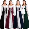 Halloween Costume Square Neck Corset Medieval Renaissance Vintage Dress Party Performance Wear