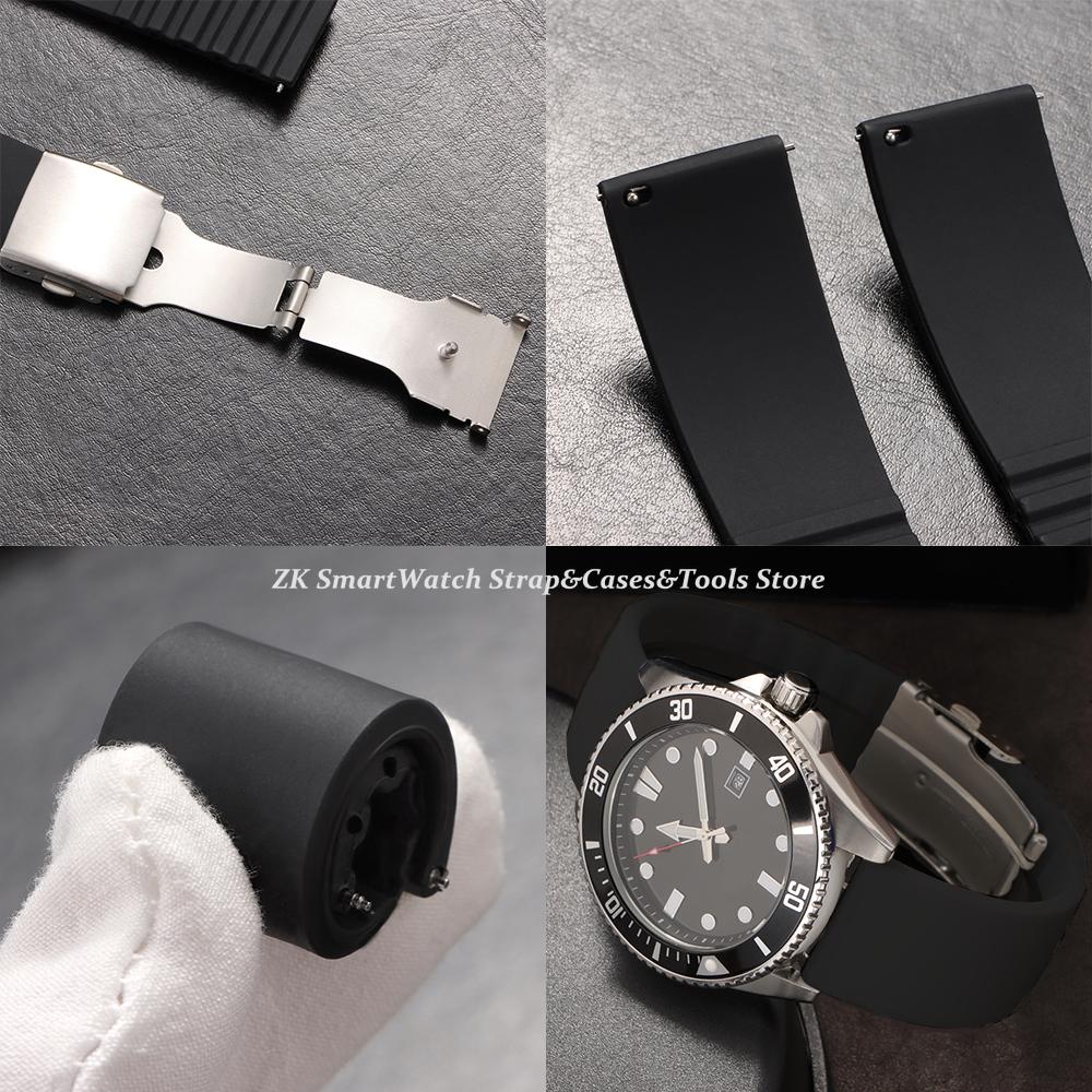 Silicone Watch Strap 18mm 20mm 22mm 24mm Quick Release Wristband Soft Waterproof Rubber Watch Bracelet Men Women Accessories