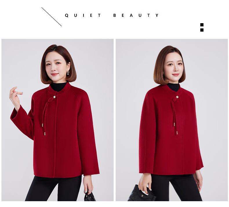 Hengyuanxiang Women's 100% Wool Mandarin Collar Coat