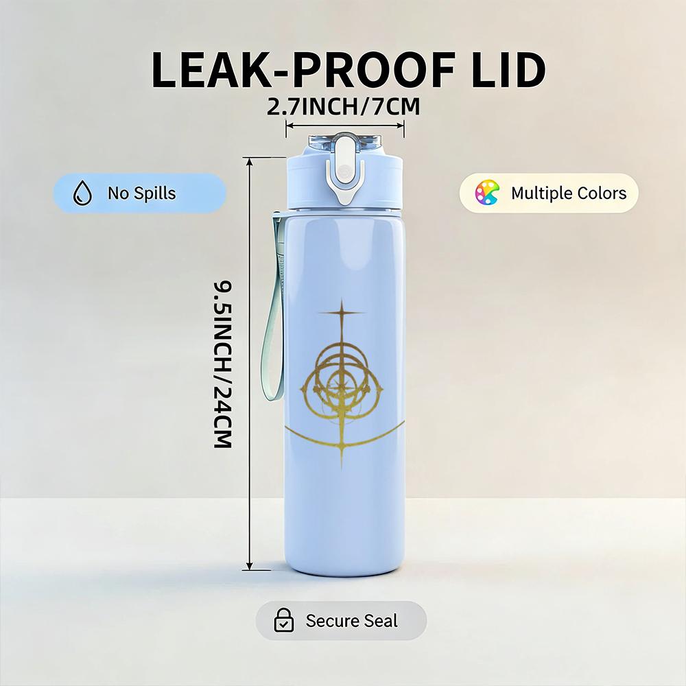 1PC Cross Circle Minimalist Line Art Print 750ml Portable Sports Water Bottle Leakproof Gym Outdoor Travel Drink Cup