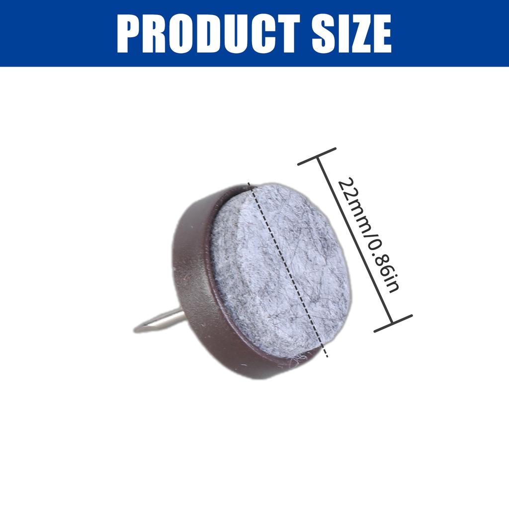 50Pieces Practical Furniture Sturdy Felt Pad With Nails for Wood and Tile Floor Without Slip Designs 22mm Diameter