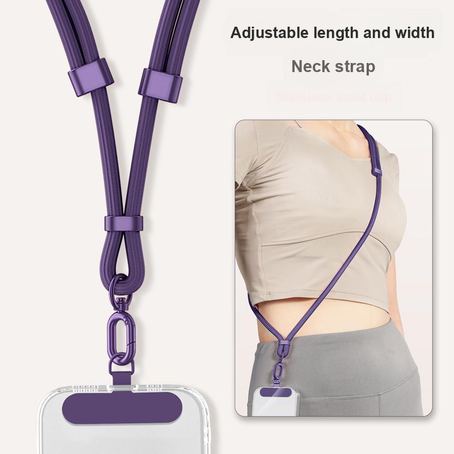 Handy-Lanyard Verstellbares Crossbody-Nackenband Seil mit Edelstahl-Pads Anti-Verlust Anti-Diebstahl Geflochtenes Seil