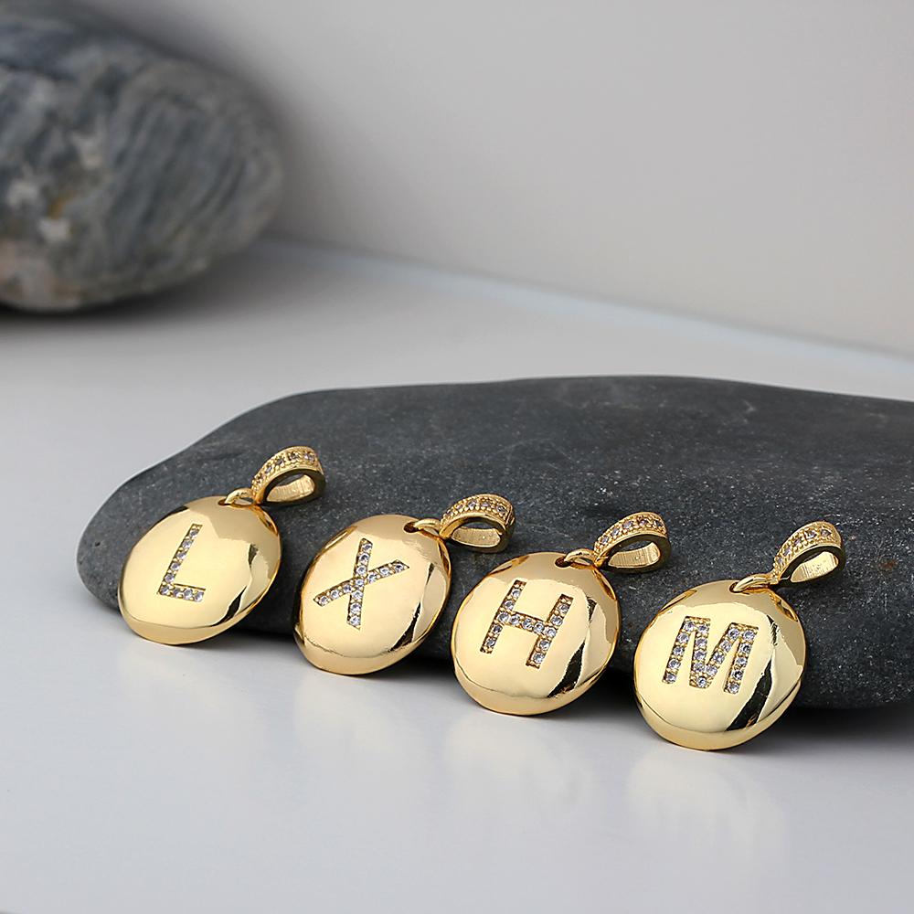 Nidin Top Quality Women Girls Initial Letter Necklace 26 A-Z Charm Neck Pendants Copper CZ Jewelry Personal Gifts Wholesale