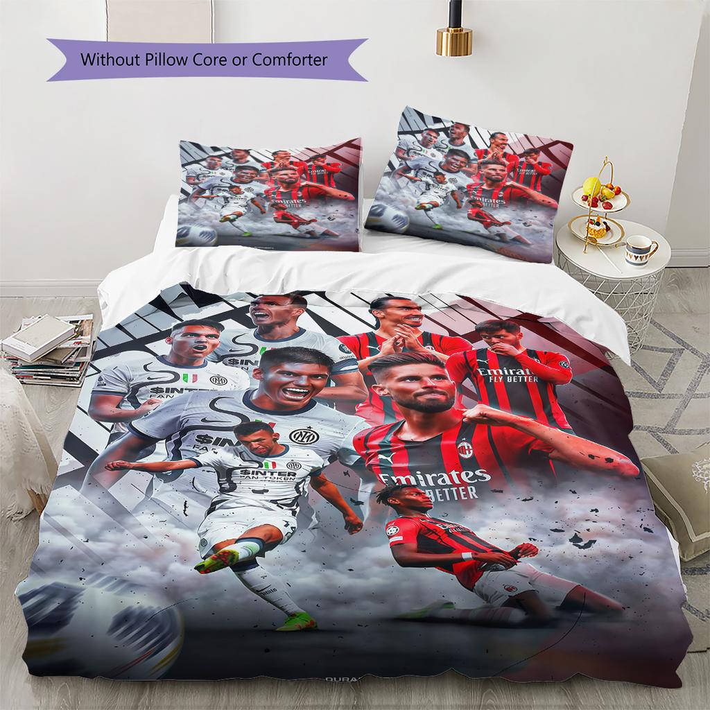 FCB Pattern Bedding Quilt Set Quilt Cover Pillowcase Home Decoration Birthday Gift (1 * duvet cover + 2 * pillowcase, without core)