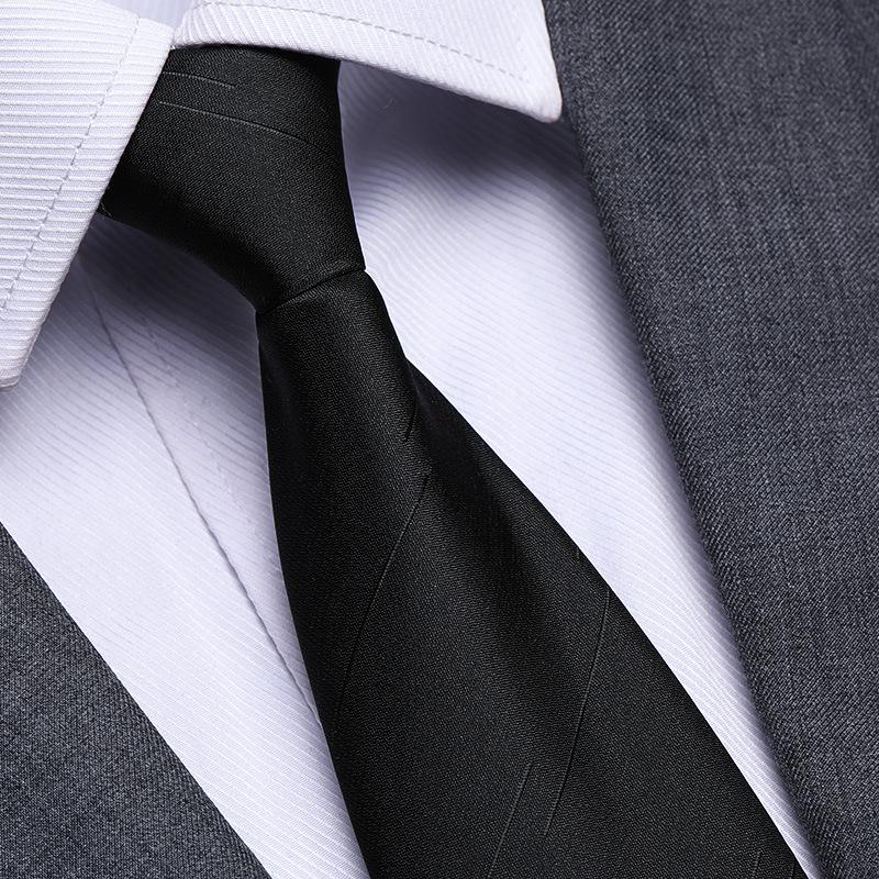 Black No Zipper Men'S Professional Dress Tie Business Casual Wedding Groom Korean Edition One Pull Tie