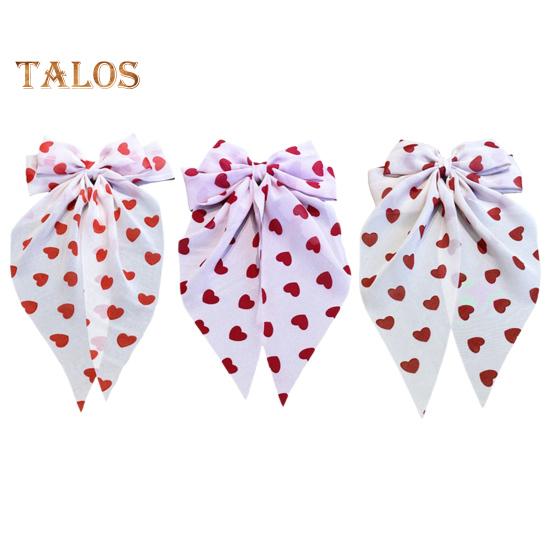 Women Hairpin Bow Shape Ribbon Heart-Shaped Pattern Hair Clip Spring Clip Back Head Hair Accessories Wedding Gift