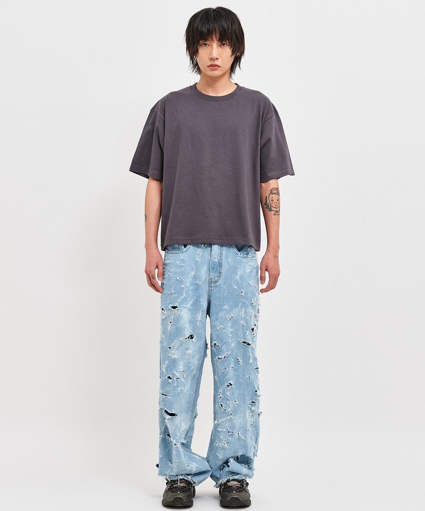 C WEAR BY THE GENIUS Men'S Crop T-Shirt Charcoal