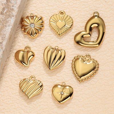 Europese & Amerikaanse Roestvrij Staal 3D Diamant Hart Hanger voor DIY Sieraden