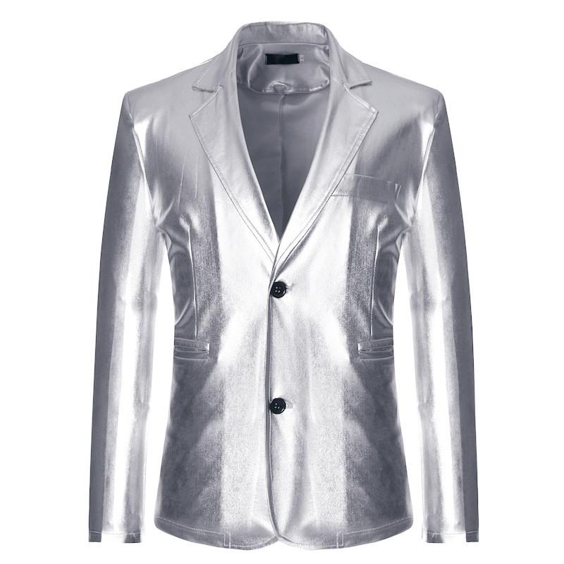 Completo Casual Color Oro da Uomo con Tessuto in Cotone Impermeabile per Eventi in Discoteca