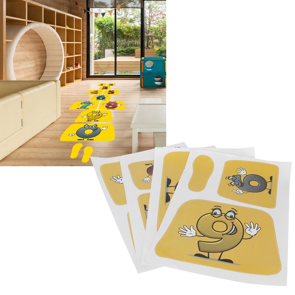 2 Sets Puzzle Decorative Wall Sticker Digital Jumping Grid Sticker Kindergarten Ground Decal