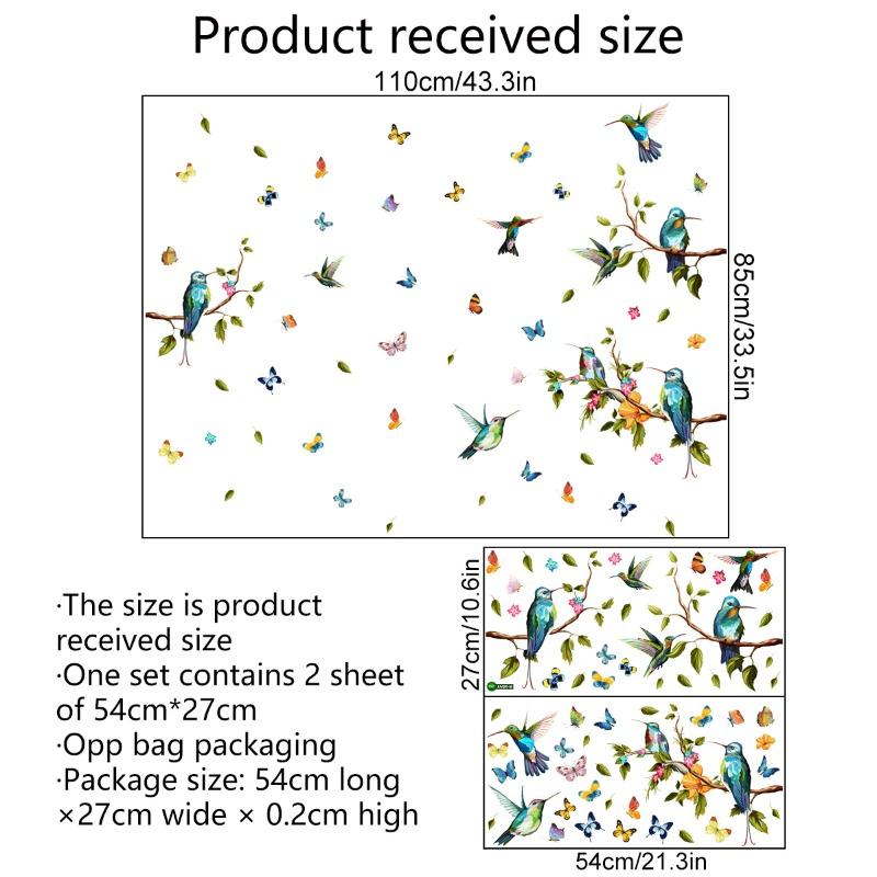 Dwustronna kolorowa naklejka ścienna z motylem i kwiatami, elektrostatyczna pasta do szyb okiennych, widoczna dekoracyjna naklejka ścienna