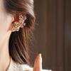 Sweet Shining Flower Earrings Colored Sweet Ear Clips Fashion Rhinestone Flower Earrings  Women