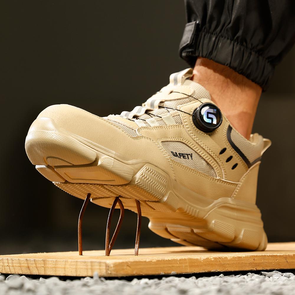 New Rotating Button Men Boots Anti-smash Anti Puncture Safety Shoes Men Work Boots Steel Toe Shoes Security Indestructible Shoes