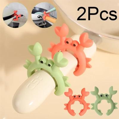 Silicone Crab Spatula Holders Anti Scalding Overflow Pot Clip Spoon Rack Adjustable Small Crab Spoon Pot Holders Kitchen Gadgets
