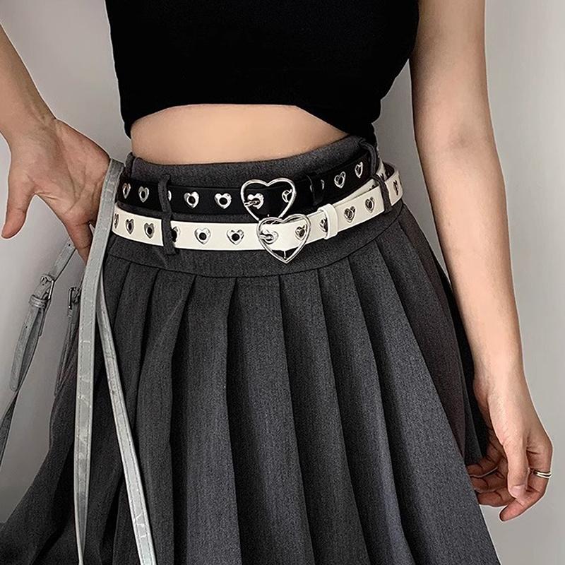 Metal Eyelet Belt No Punching Hollow Pu Leather Belt Paired With Jeans Belt For Men And Women