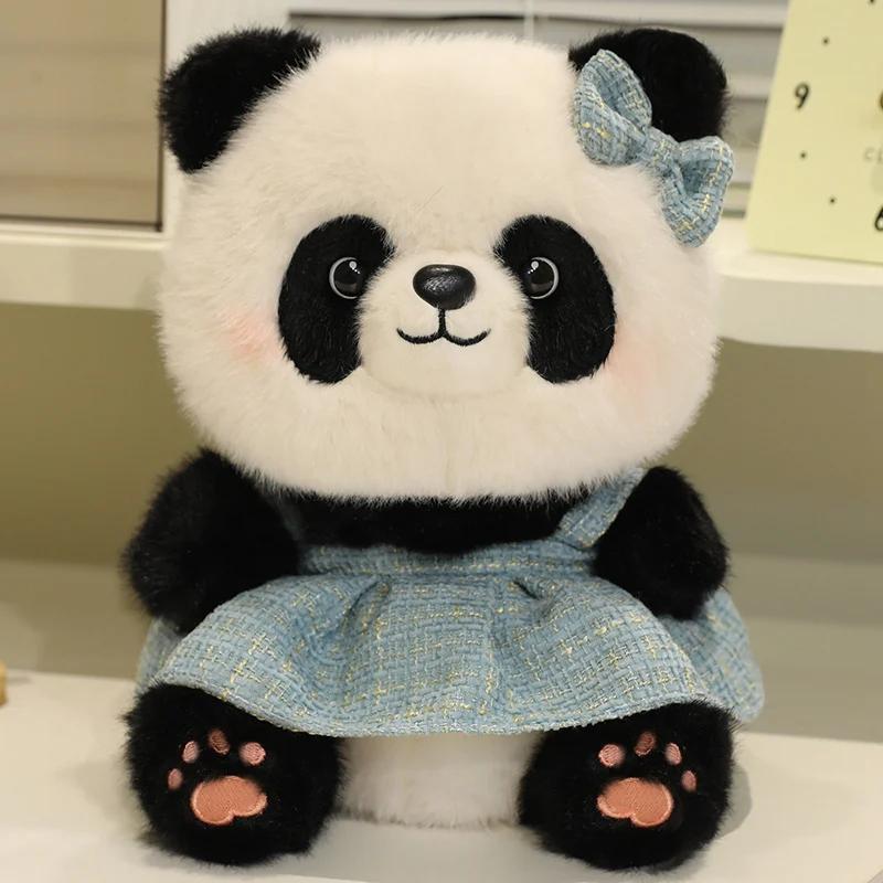 Good Quality Cartoon Panda Plush Toys Cute Elegant Cozy Panda Doll Wearing Princess Dress Sweater Kids Gift Multiple Styles