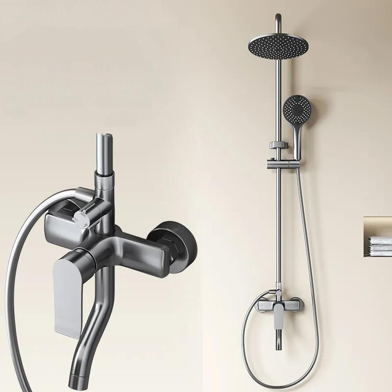 Ensemble de Douche de Salle de Bain 3 Fonctions Robinet de Douche Mélangeur Chaud Froid de Salle de Bain Ensemble Complet Système de Robinet de Douche à Effet Pluie Montage Mural