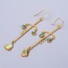 Natural Ethiopian Opal Gold Plated Drop Dangle Electroformed Earrings Jewelry V-72